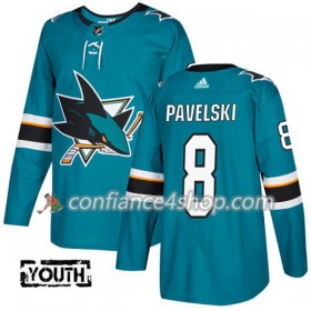 Adidas Maillot de Hockey San Jose Sharks Joe Pavelski 8 2017-2018 Teal Authentic - Enfant